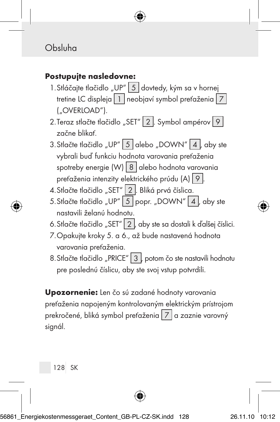 Obsluha | Silvercrest Energy Monitor User Manual | Page 126 / 141