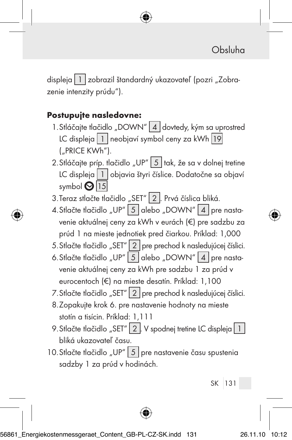 Obsluha | Silvercrest Energy Monitor User Manual | Page 129 / 141