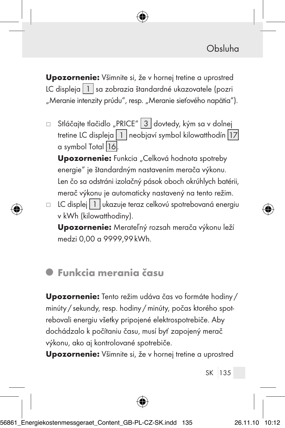 Funkcia merania času, Obsluha | Silvercrest Energy Monitor User Manual | Page 133 / 141