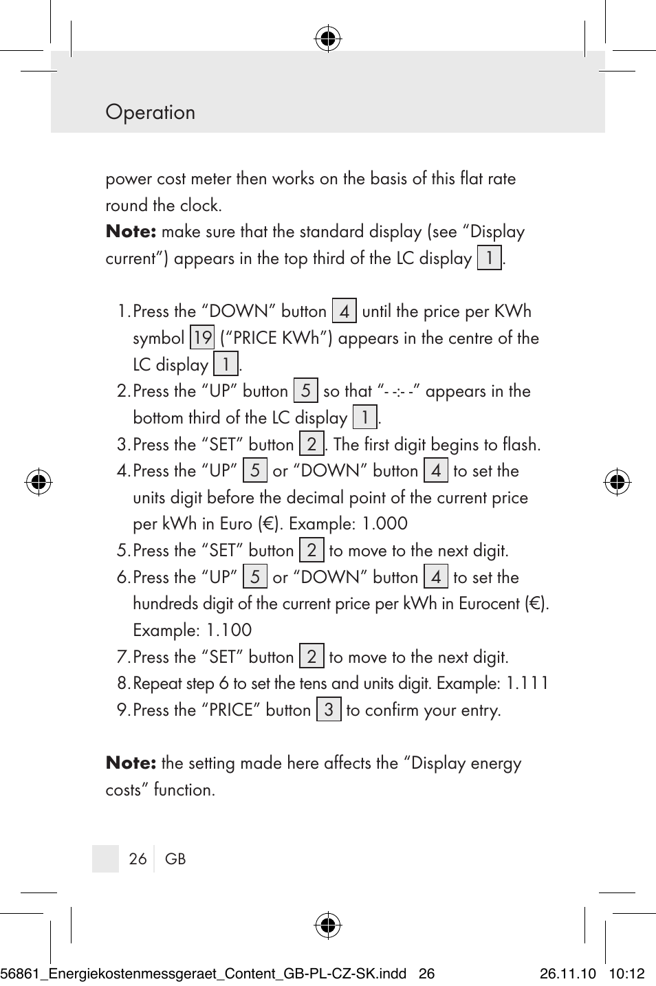 Operation | Silvercrest Energy Monitor User Manual | Page 24 / 141