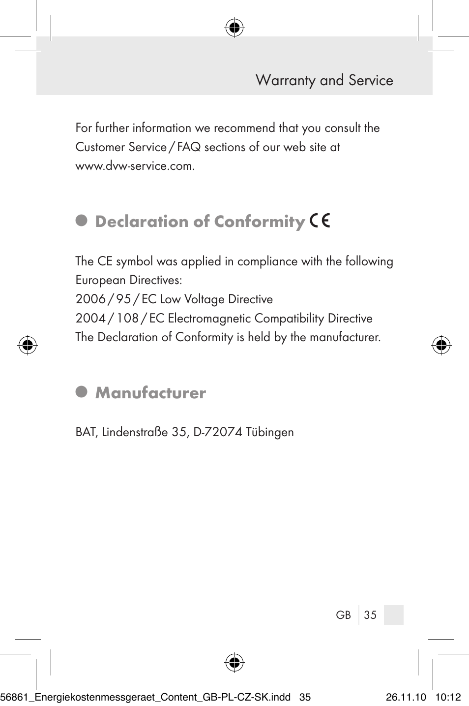 Declaration of conformity, Manufacturer, Warranty and service | Silvercrest Energy Monitor User Manual | Page 33 / 141