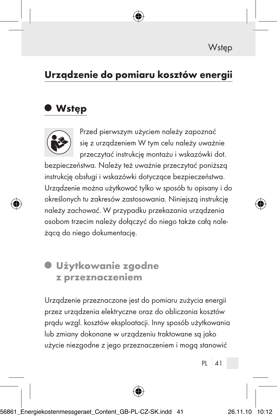 Urządzenie do pomiaru kosztów energii, Użytkowanie zgodne z przeznaczeniem, Wstęp | Silvercrest Energy Monitor User Manual | Page 39 / 141