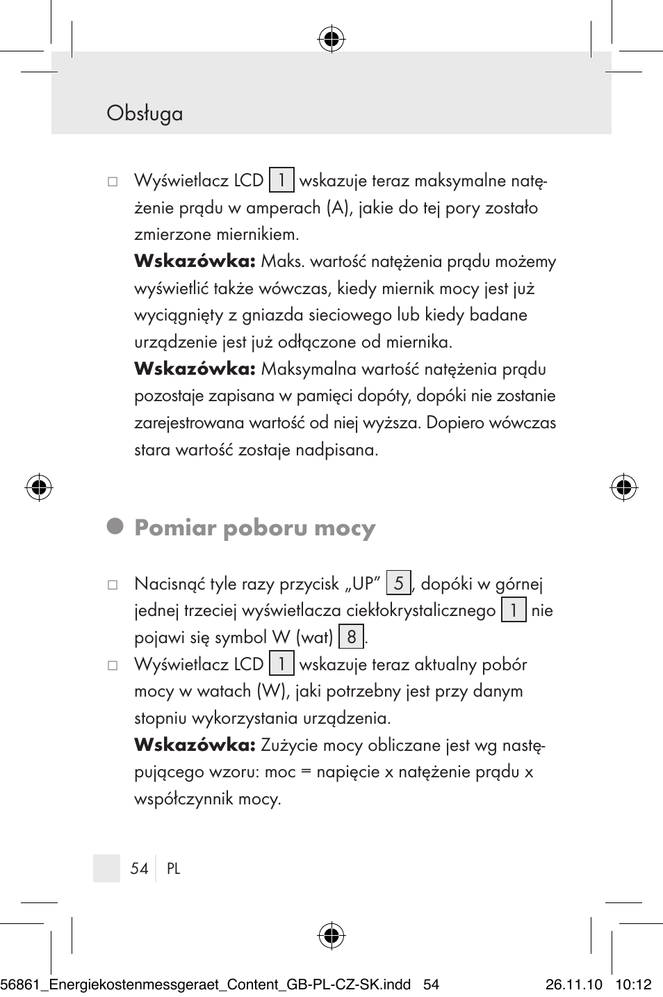 Pomiar poboru mocy, Obsługa | Silvercrest Energy Monitor User Manual | Page 52 / 141