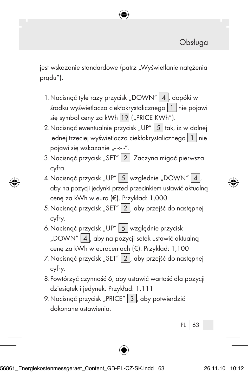 Obsługa | Silvercrest Energy Monitor User Manual | Page 61 / 141