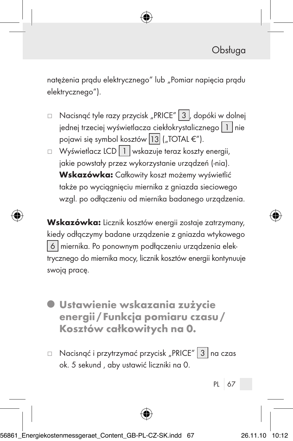 Obsługa | Silvercrest Energy Monitor User Manual | Page 65 / 141