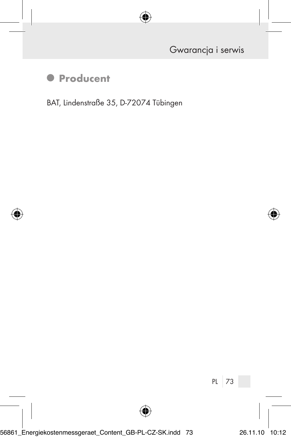 Producent, Gwarancja i serwis | Silvercrest Energy Monitor User Manual | Page 71 / 141