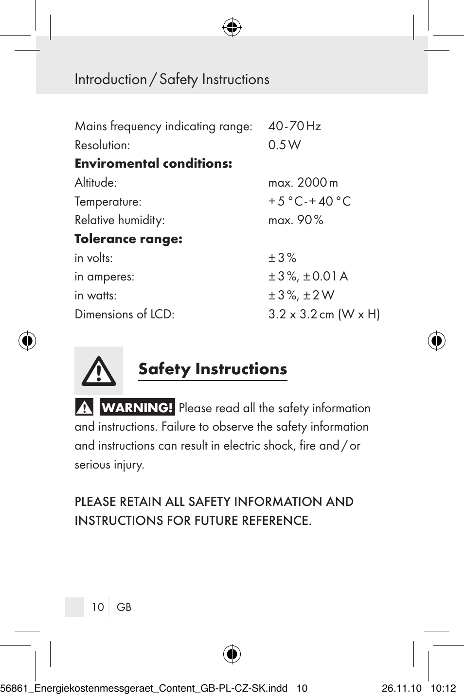 Safety instructions, Introduction / safety instructions | Silvercrest Energy Monitor User Manual | Page 8 / 141