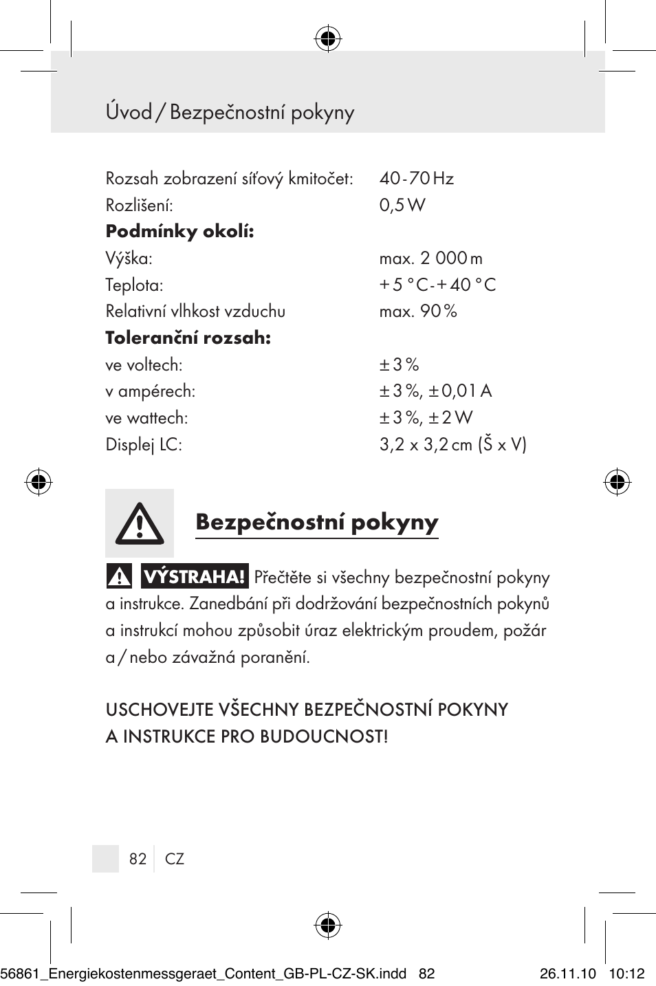 Bezpečnostní pokyny, Úvod / bezpečnostní pokyny | Silvercrest Energy Monitor User Manual | Page 80 / 141