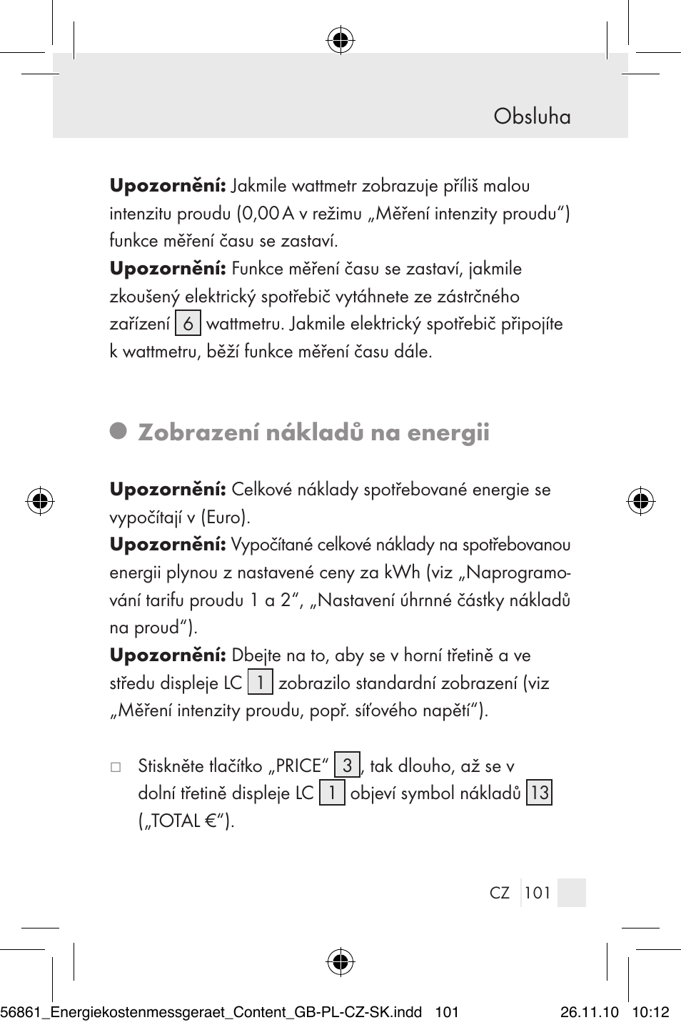 Zobrazení nákladů na energii, Obsluha | Silvercrest Energy Monitor User Manual | Page 99 / 141