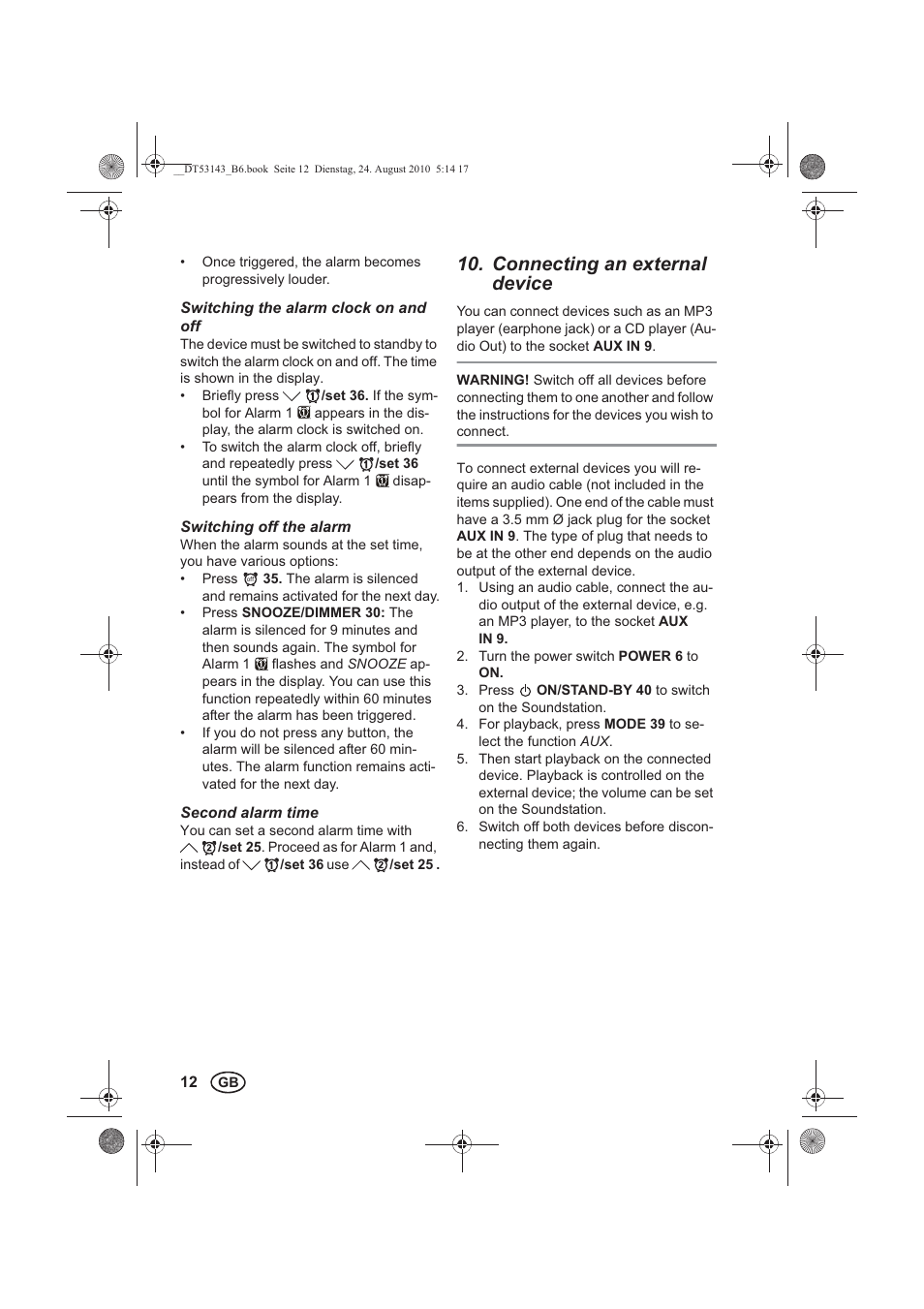 Connecting an external device | Silvercrest SST 50 A1 User Manual | Page 14 / 18