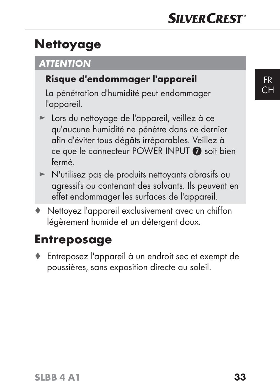 Nettoyage, Entreposage | Silvercrest SLBB 4 A1 User Manual | Page 36 / 84