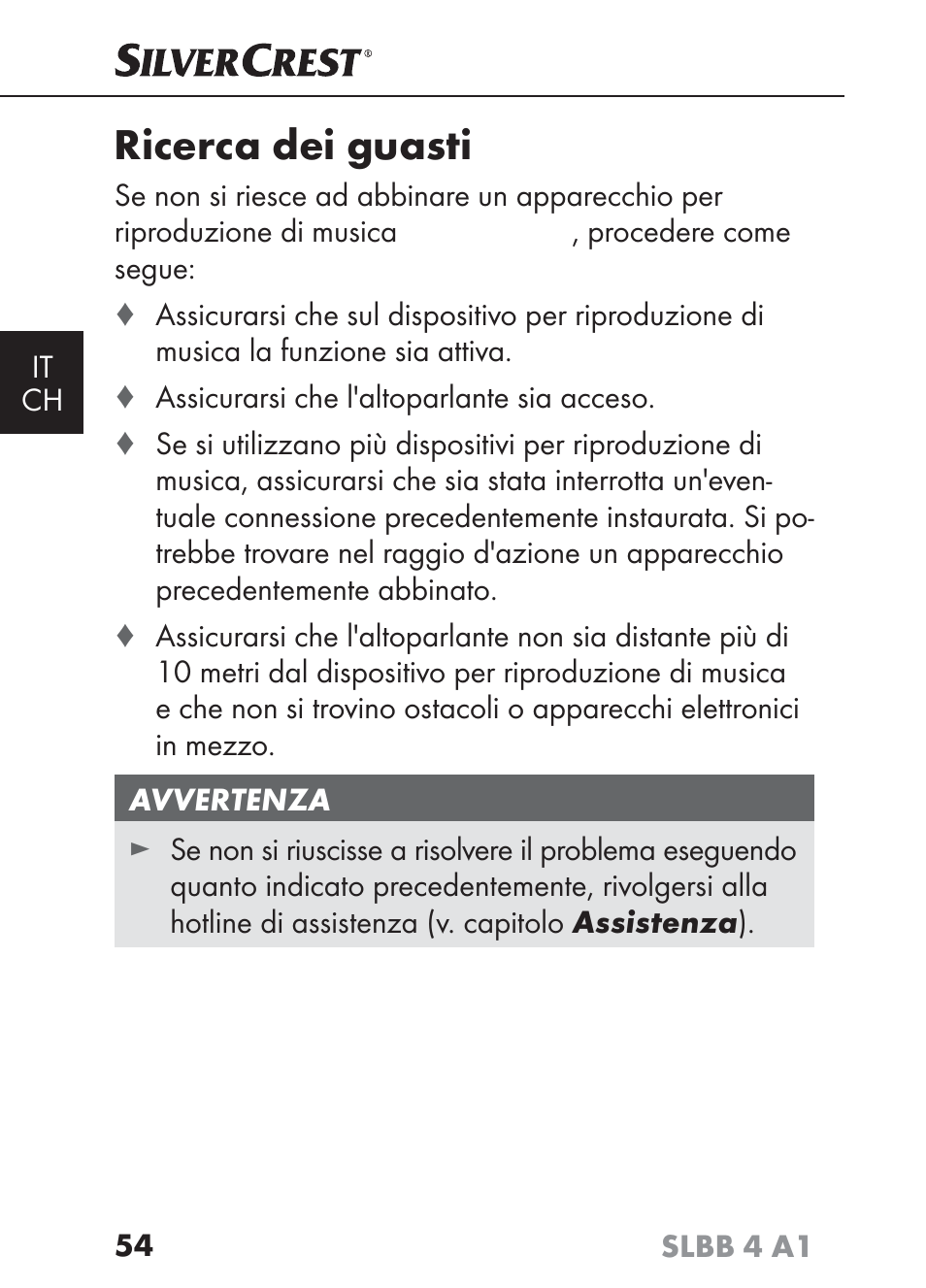 Ricerca dei guasti | Silvercrest SLBB 4 A1 User Manual | Page 57 / 84