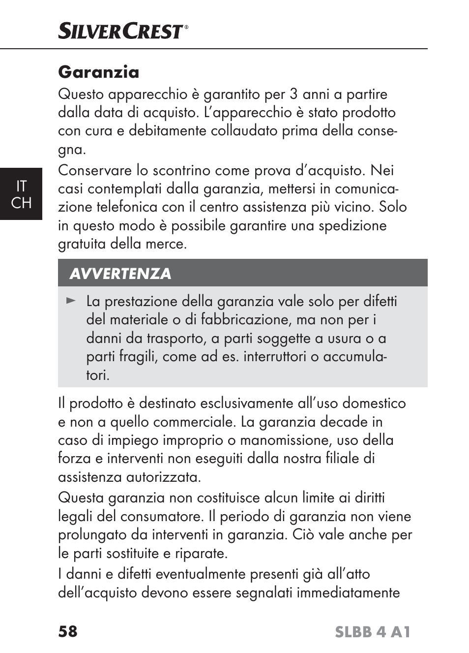Garanzia | Silvercrest SLBB 4 A1 User Manual | Page 61 / 84