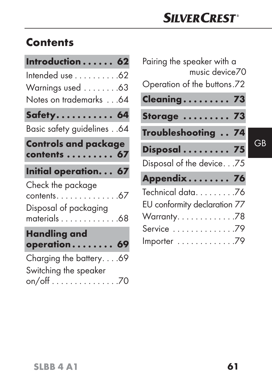 Silvercrest SLBB 4 A1 User Manual | Page 64 / 84