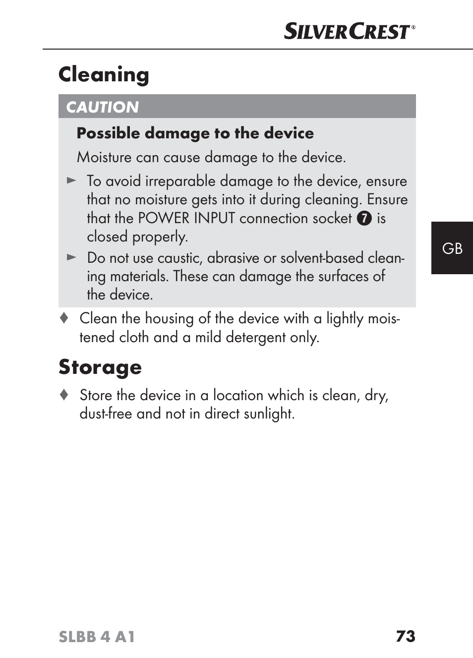 Cleaning, Storage | Silvercrest SLBB 4 A1 User Manual | Page 76 / 84