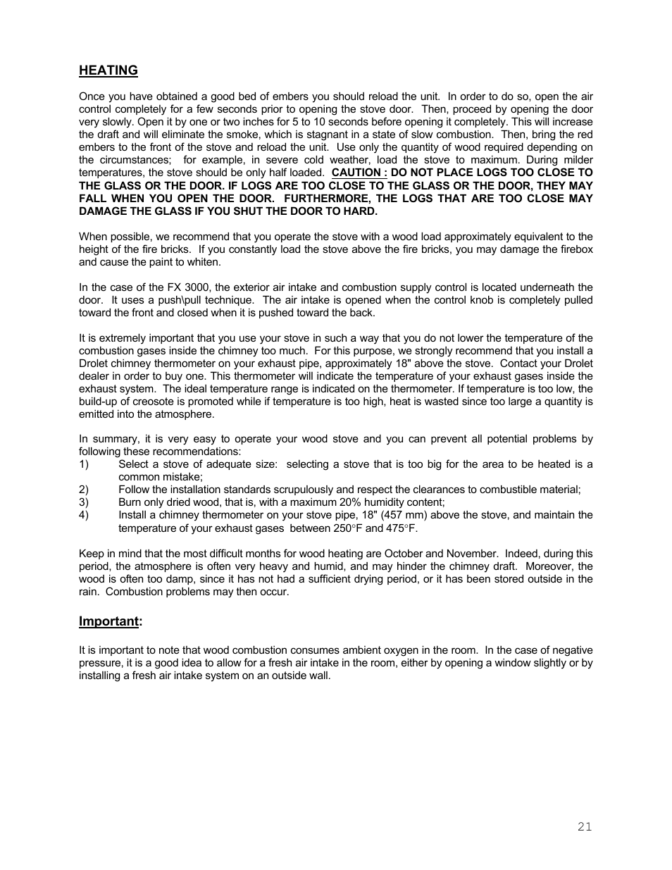 Drolet Wood Stove User Manual | Page 21 / 31