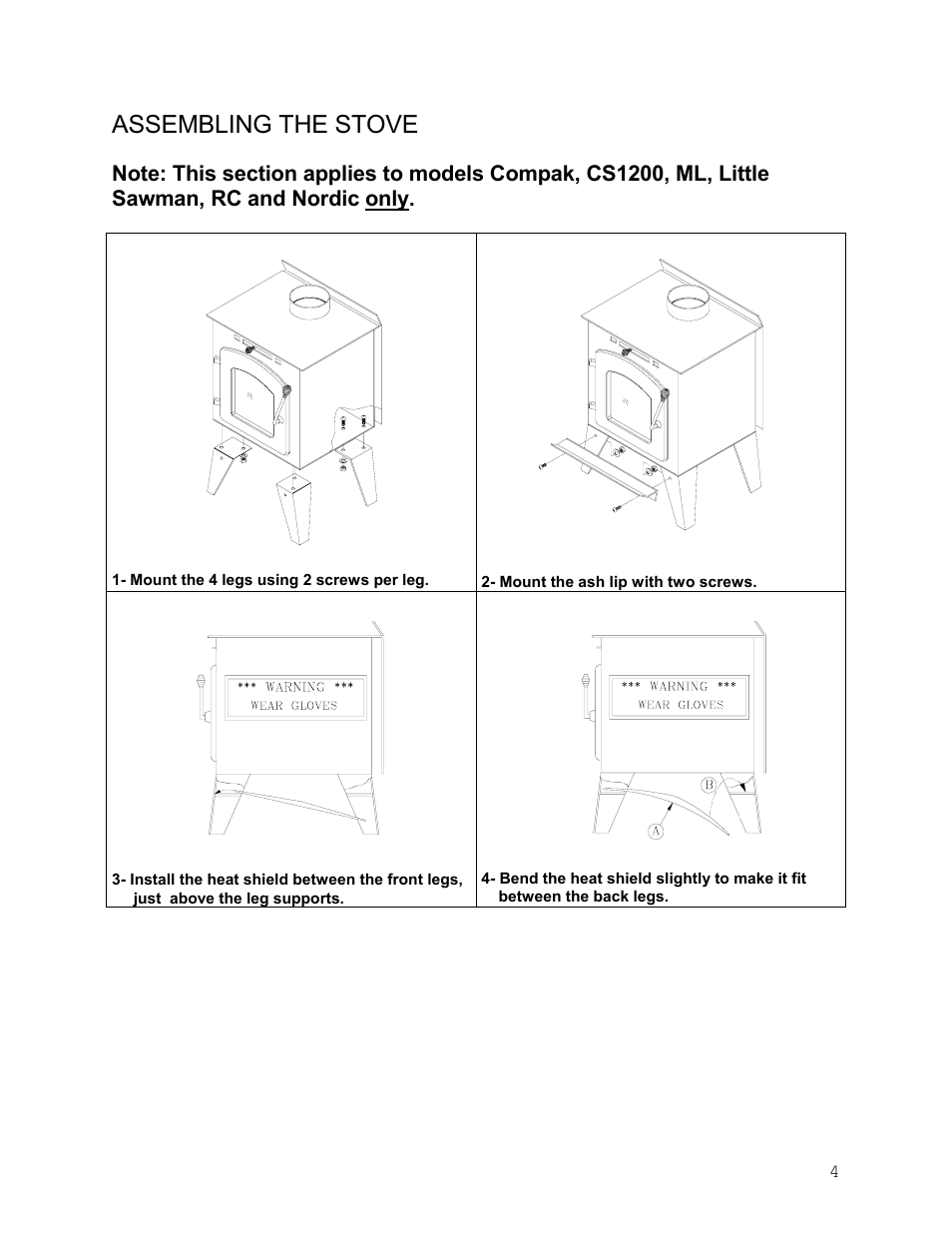 Assembling the stove | Drolet Wood Stove User Manual | Page 4 / 31