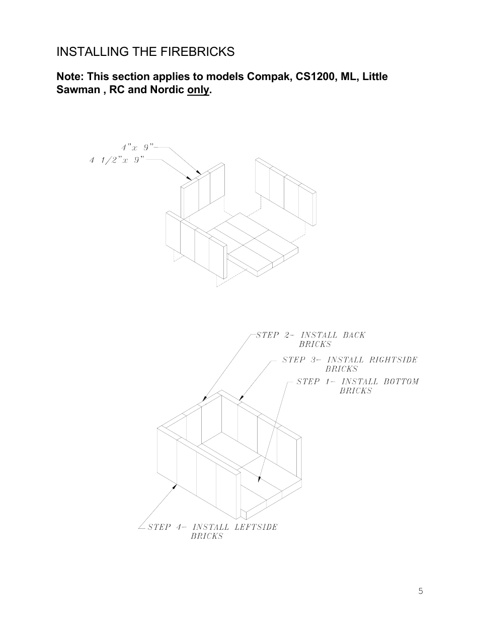 Installing the firebricks | Drolet Wood Stove User Manual | Page 5 / 31