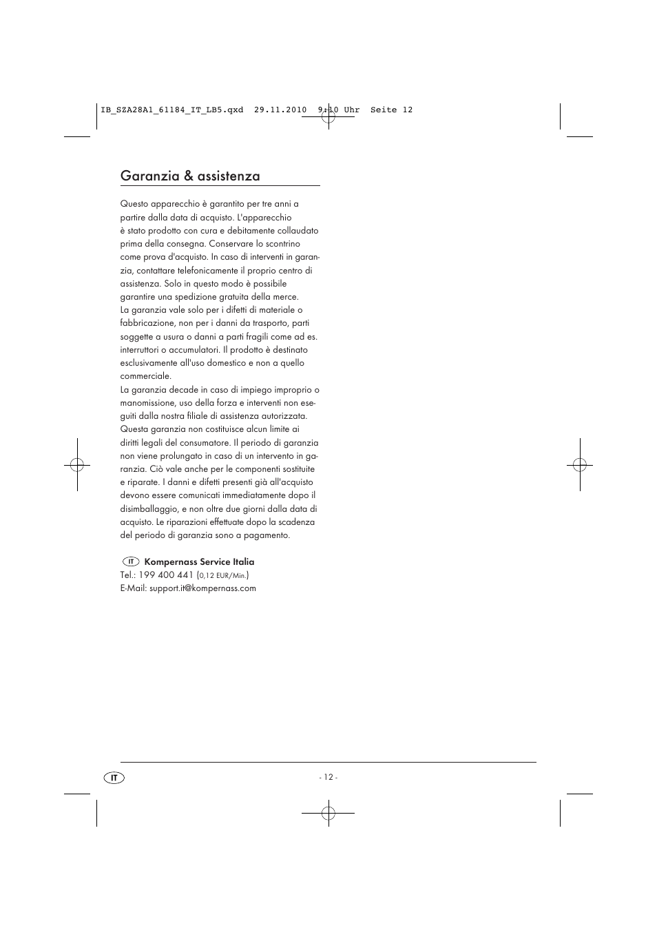 Garanzia & assistenza | Silvercrest SZA 28 A1 User Manual | Page 14 / 32