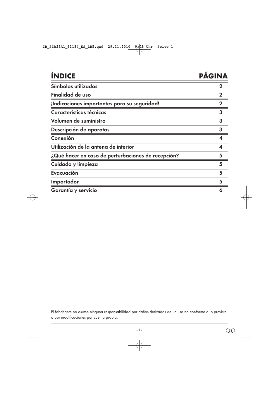 Índice página | Silvercrest SZA 28 A1 User Manual | Page 3 / 32