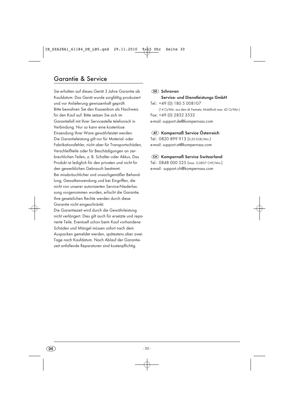 Garantie & service | Silvercrest SZA 28 A1 User Manual | Page 32 / 32