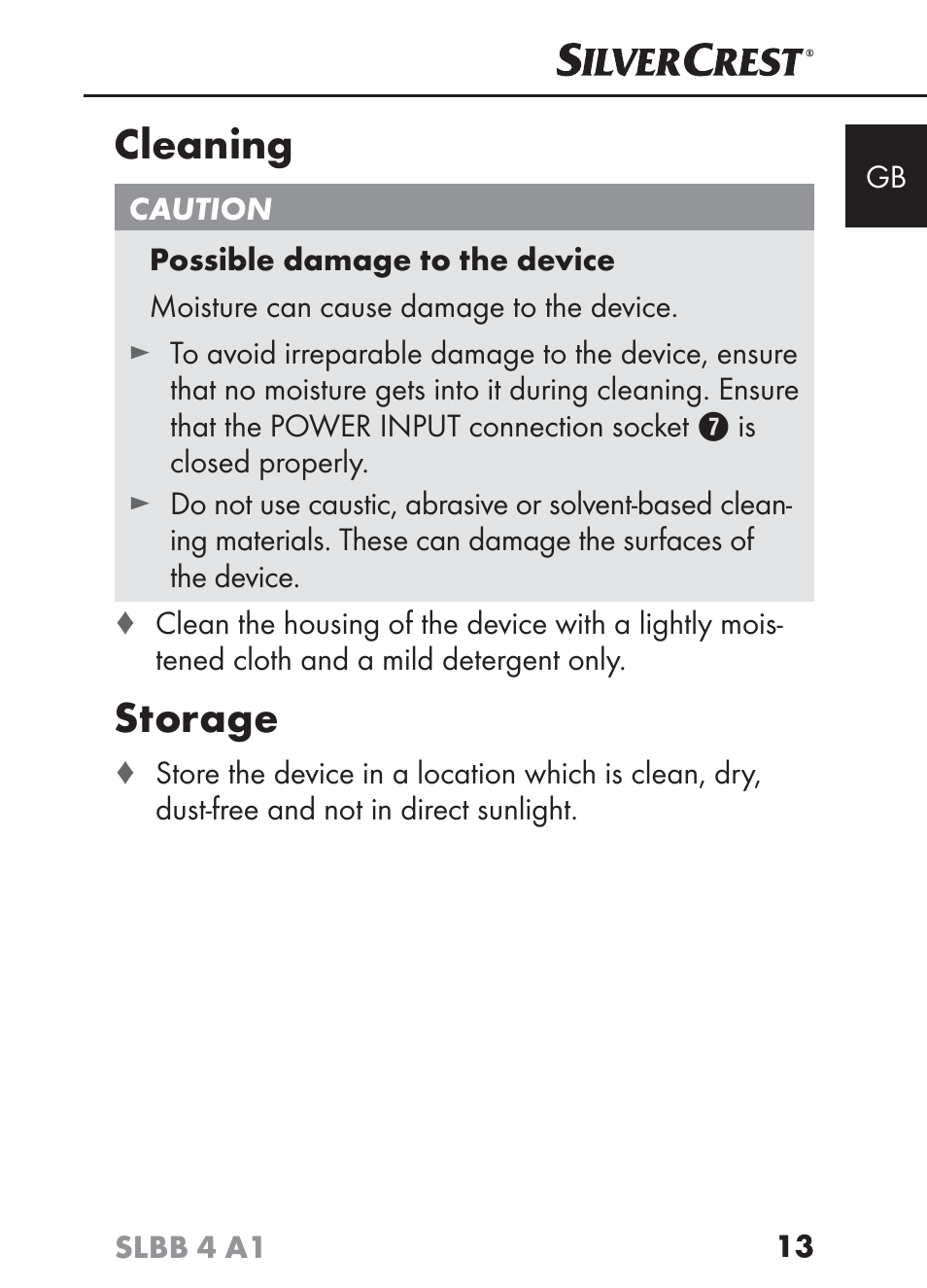 Cleaning, Storage | Silvercrest SLBB 4 A1 User Manual | Page 16 / 64