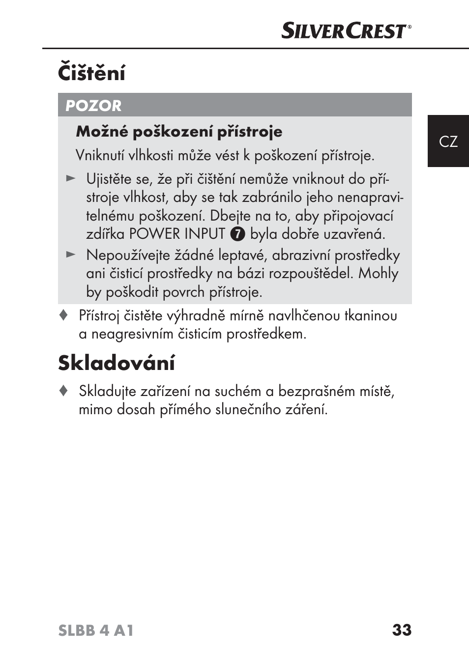 Čištění, Skladování | Silvercrest SLBB 4 A1 User Manual | Page 36 / 64