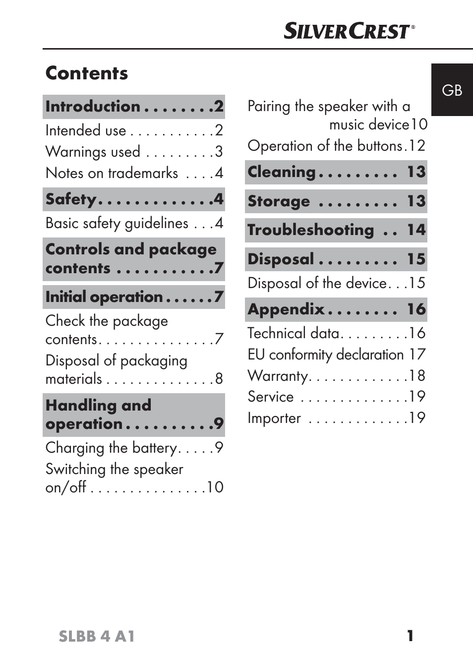 Silvercrest SLBB 4 A1 User Manual | Page 4 / 64
