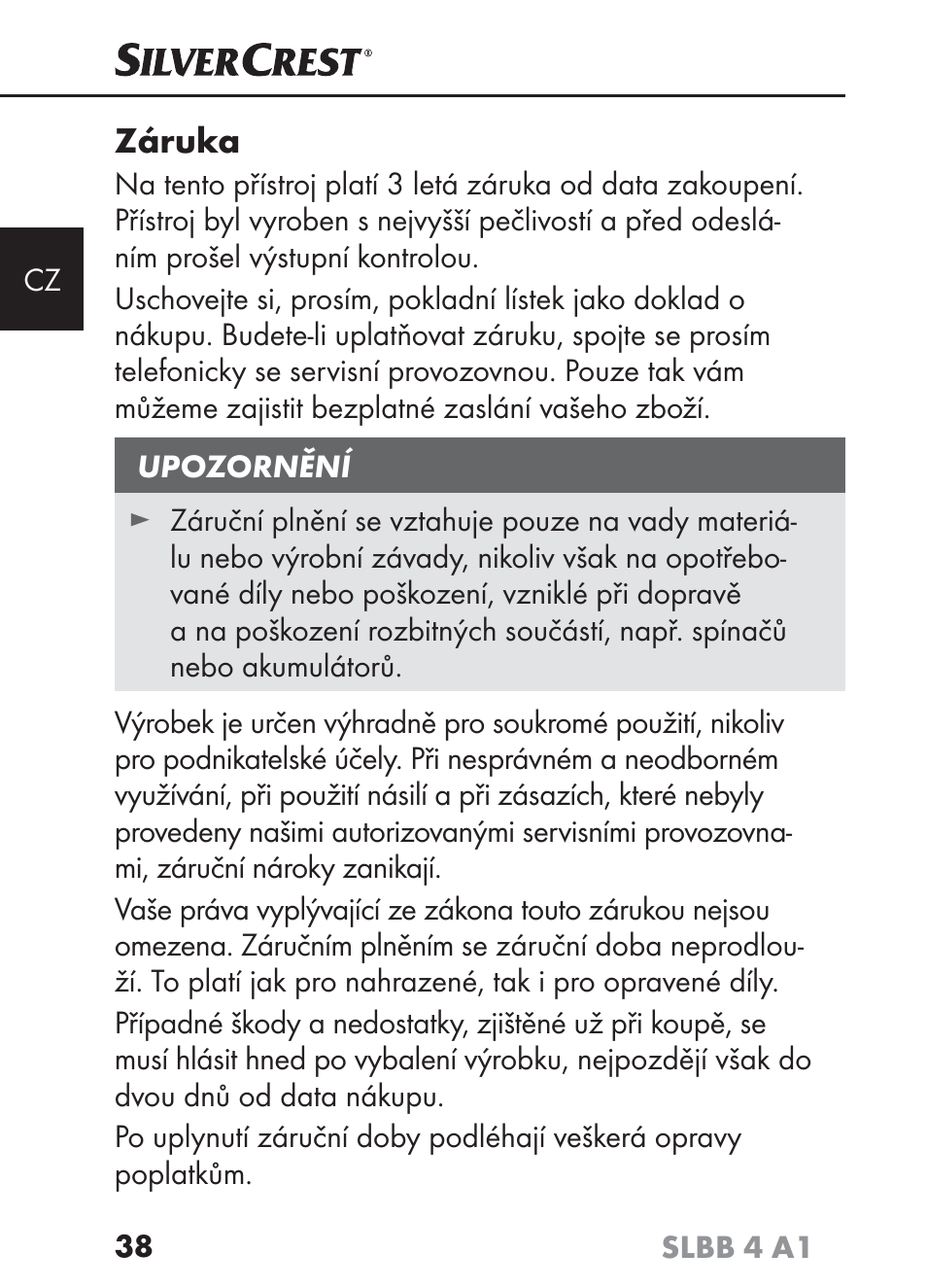Záruka | Silvercrest SLBB 4 A1 User Manual | Page 41 / 64