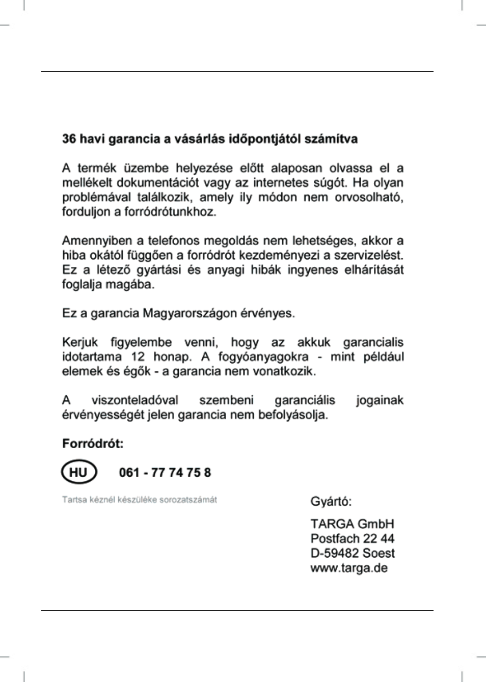 Garanciális tájékoztatás | Silvercrest SWE 100 A1 User Manual | Page 28 / 155