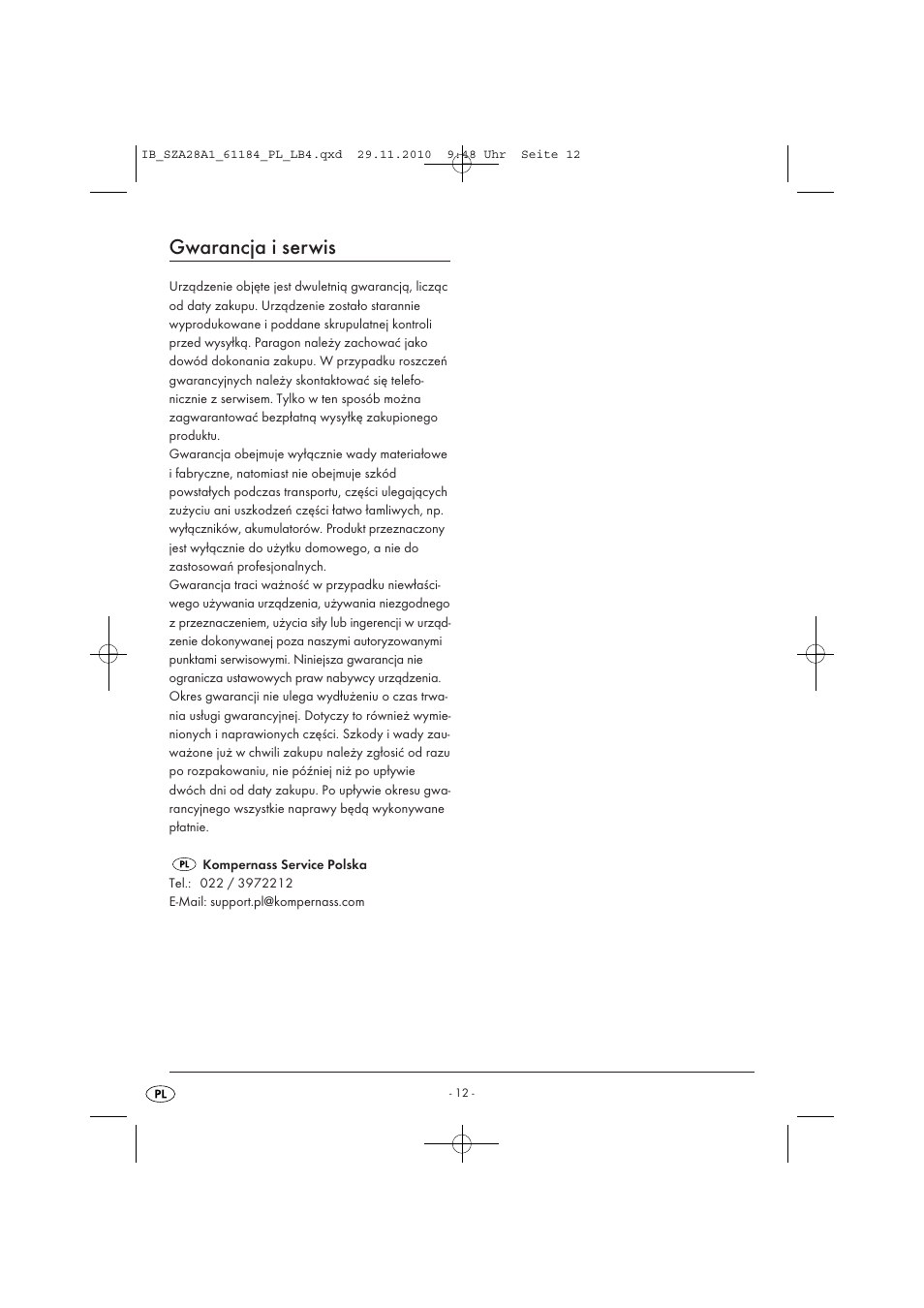 Gwarancja i serwis | Silvercrest SZA 28 A1 User Manual | Page 14 / 44