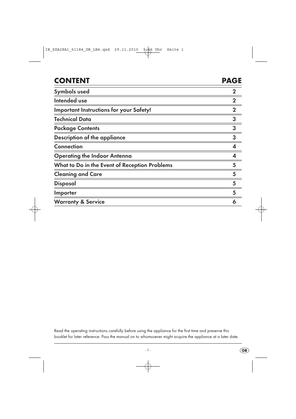 Content page | Silvercrest SZA 28 A1 User Manual | Page 3 / 44