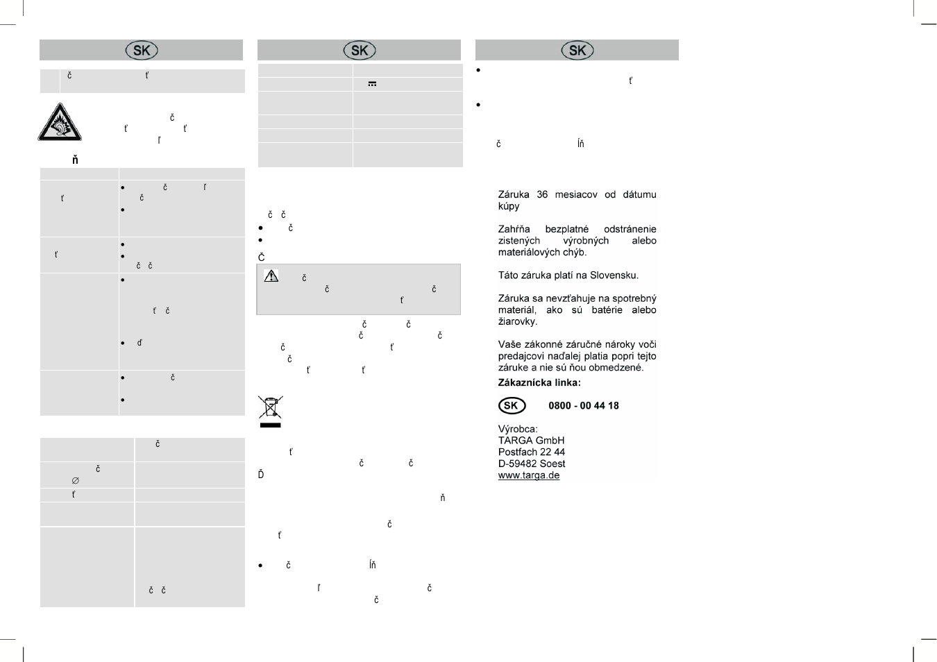 Odstraňovanie porúch, Technické údaje, Systémové požiadavky | Informácie týkajúce sa záruky | Silvercrest STL 1.5 A1 User Manual | Page 6 / 6