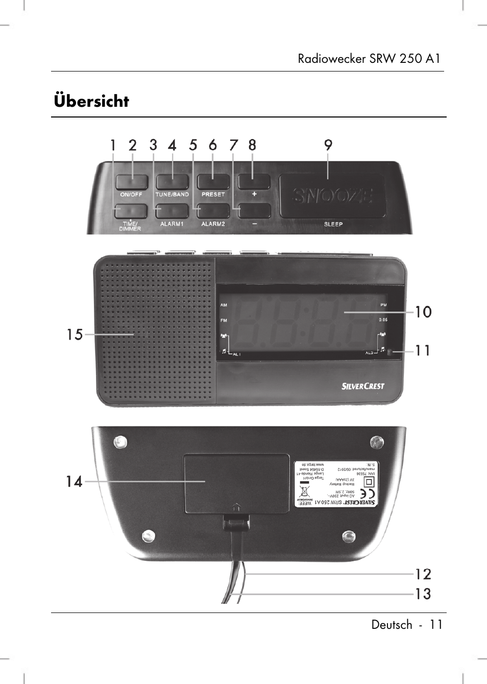 Übersicht | Silvercrest SRW 250 A1 User Manual | Page 13 / 134