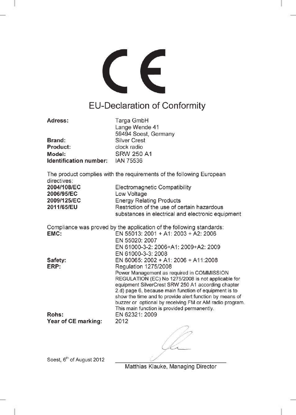 Silvercrest SRW 250 A1 User Manual | Page 134 / 134