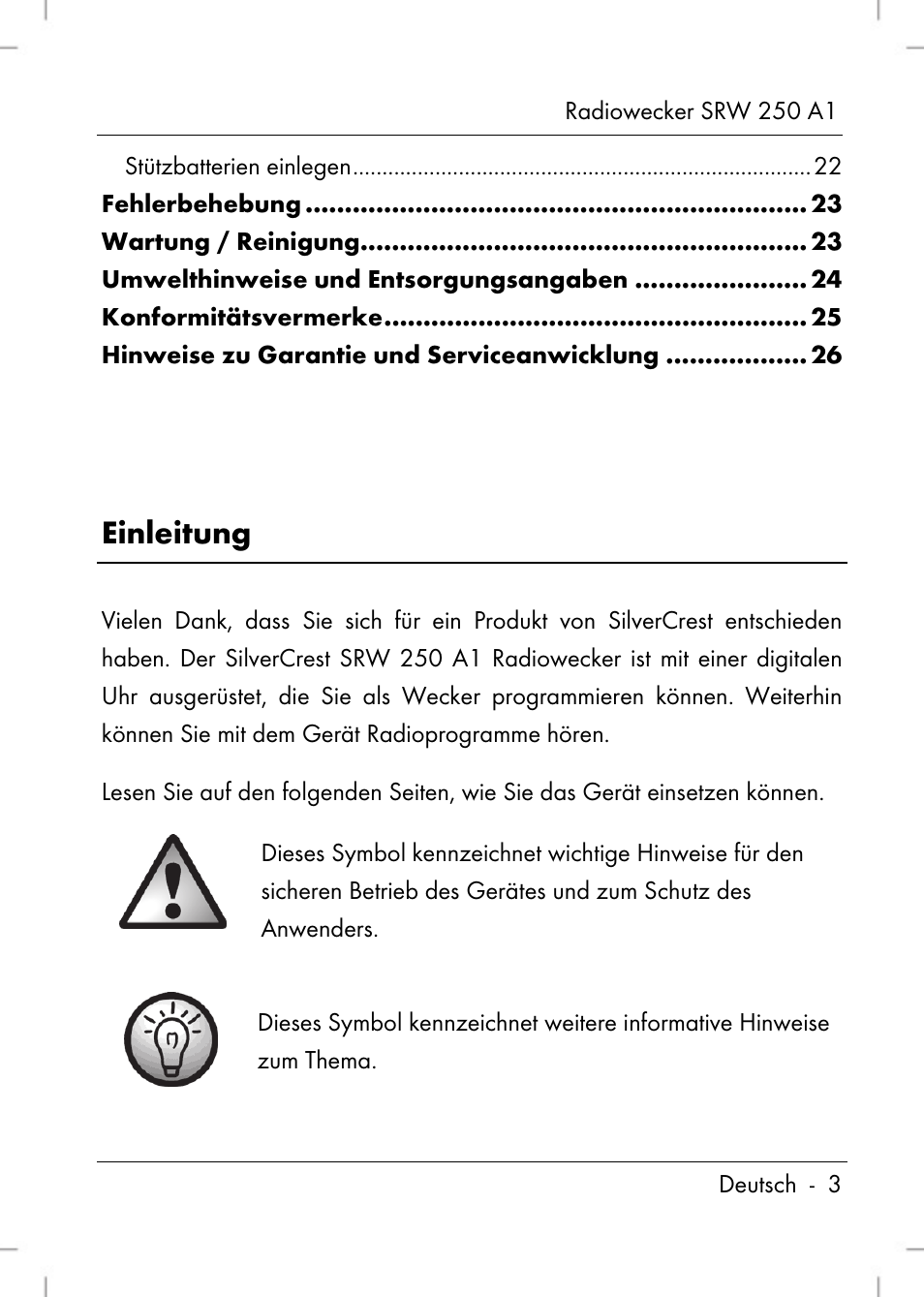 Einleitung | Silvercrest SRW 250 A1 User Manual | Page 5 / 134