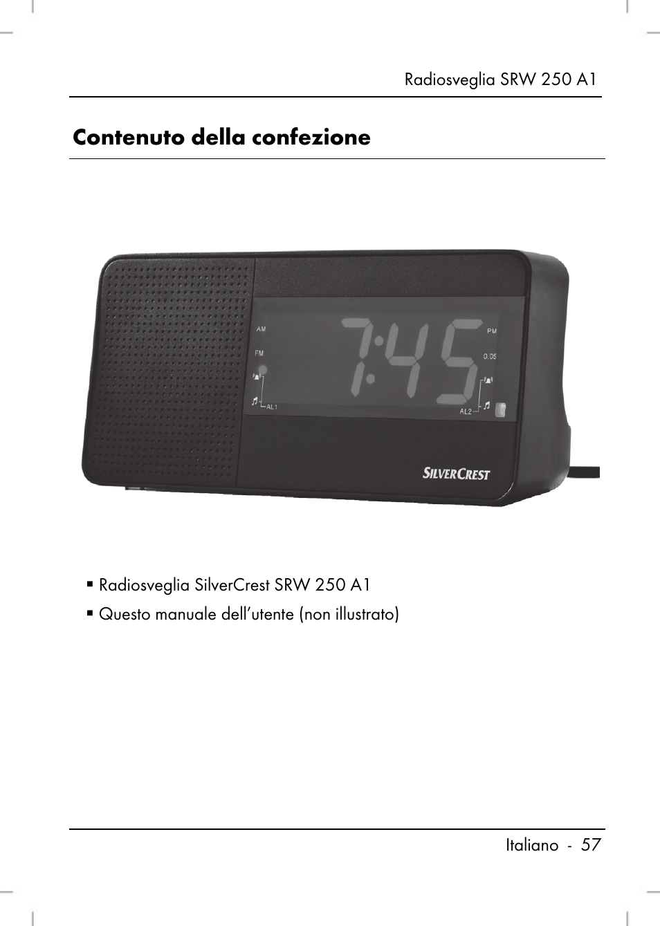 Contenuto della confezione | Silvercrest SRW 250 A1 User Manual | Page 59 / 134