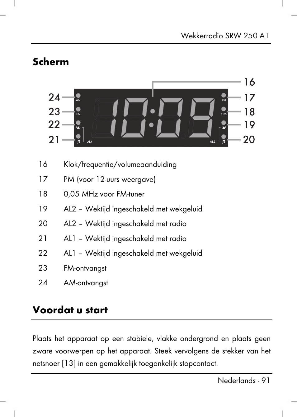 Scherm, Voordat u start | Silvercrest SRW 250 A1 User Manual | Page 93 / 134