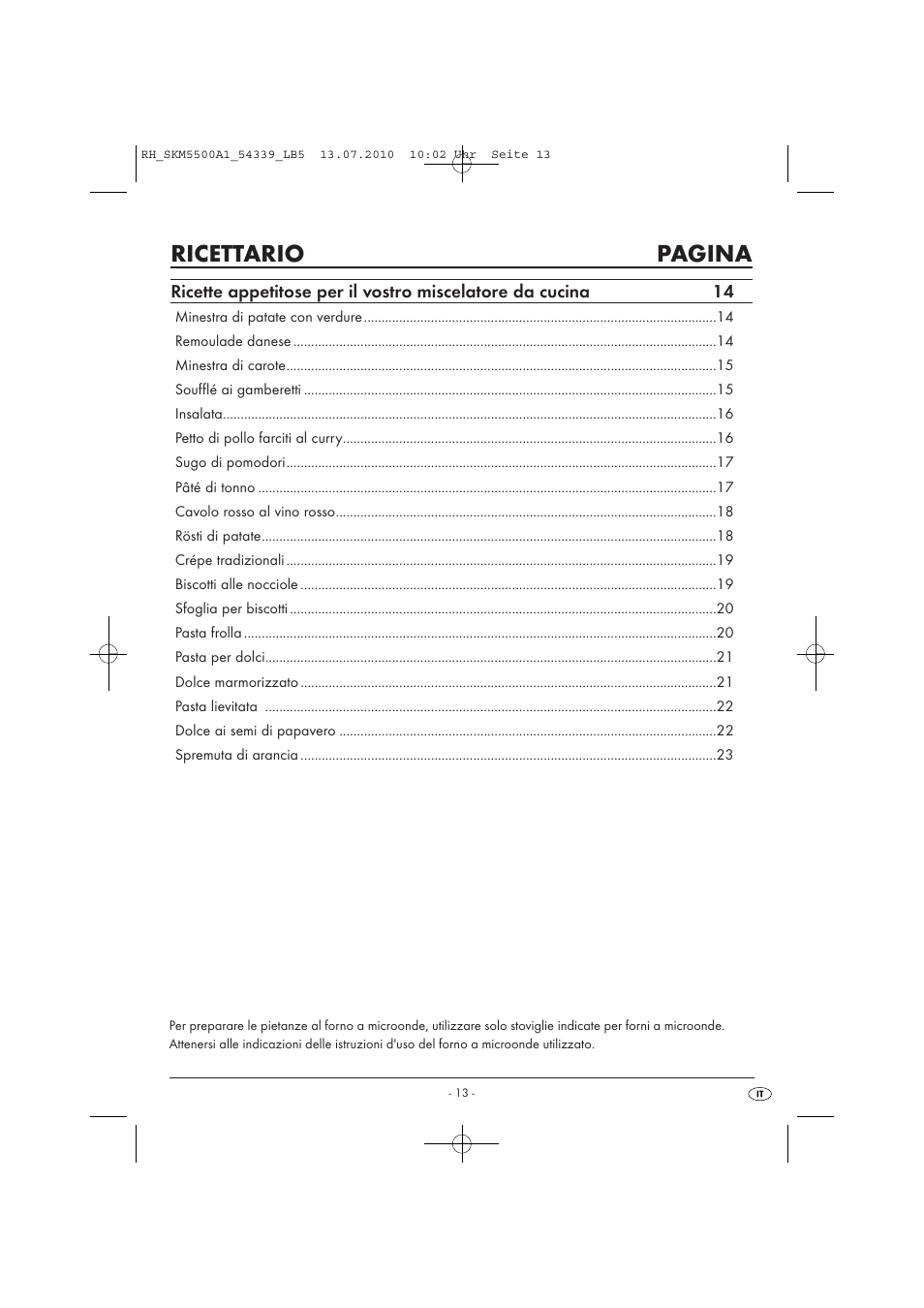 Ricettario pagina | Silvercrest SKM 550 A1 User Manual | Page 14 / 60