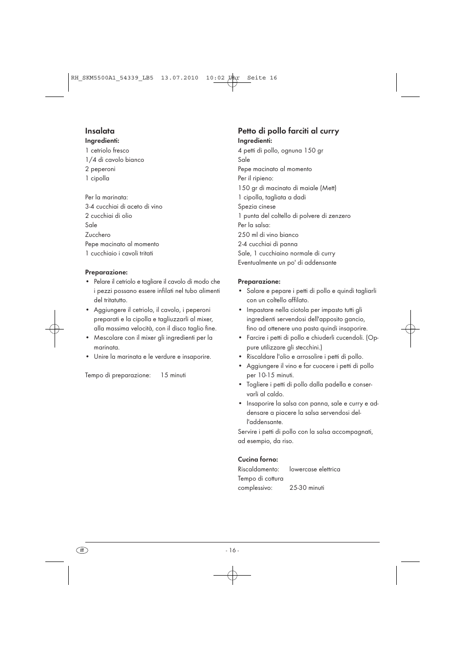 Insalata, Petto di pollo farciti al curry | Silvercrest SKM 550 A1 User Manual | Page 17 / 60