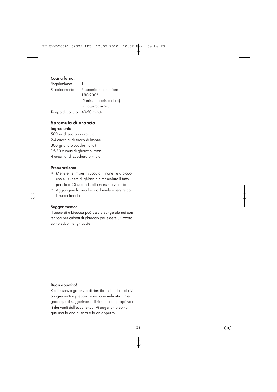 Spremuta di arancia | Silvercrest SKM 550 A1 User Manual | Page 24 / 60