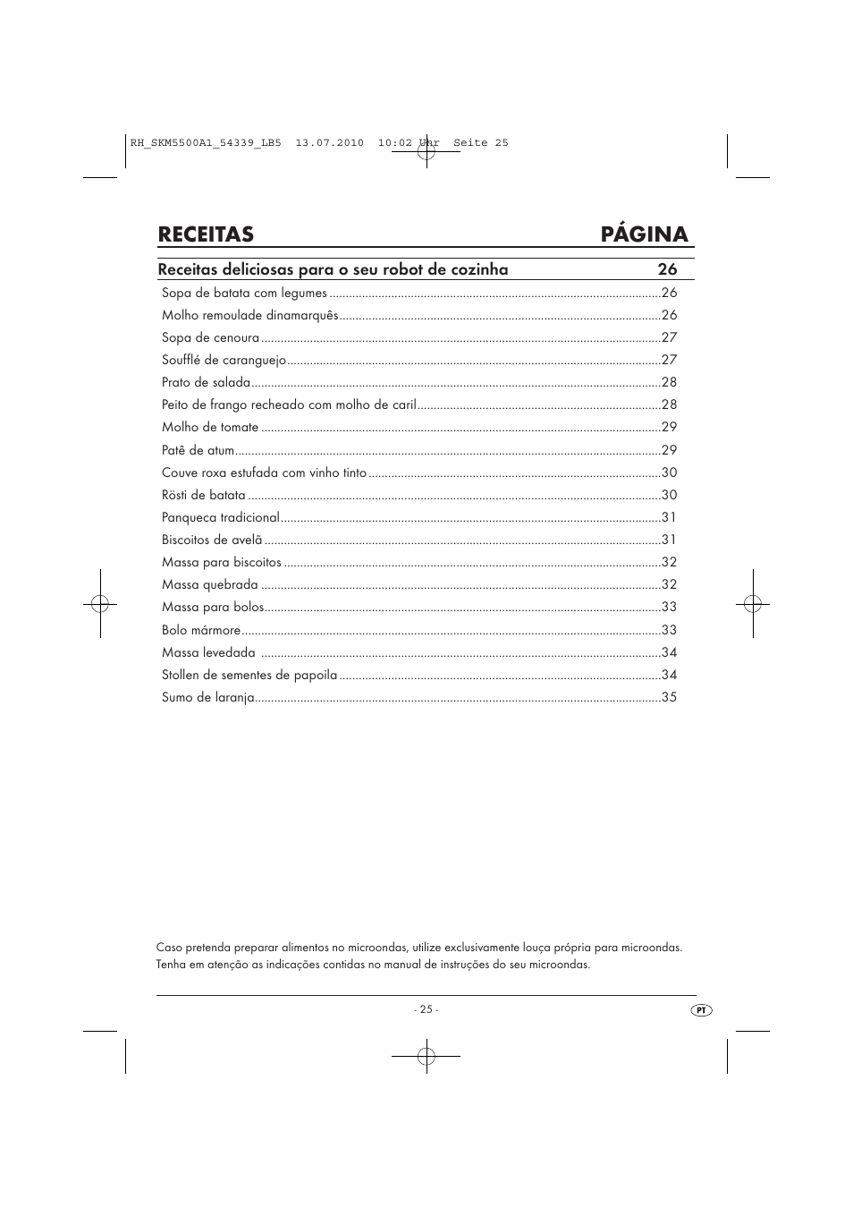 Receitas página, Receitas deliciosas para o seu robot de cozinha 26 | Silvercrest SKM 550 A1 User Manual | Page 26 / 60