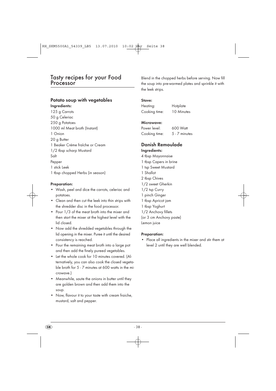 Tasty recipes for your food processor | Silvercrest SKM 550 A1 User Manual | Page 39 / 60