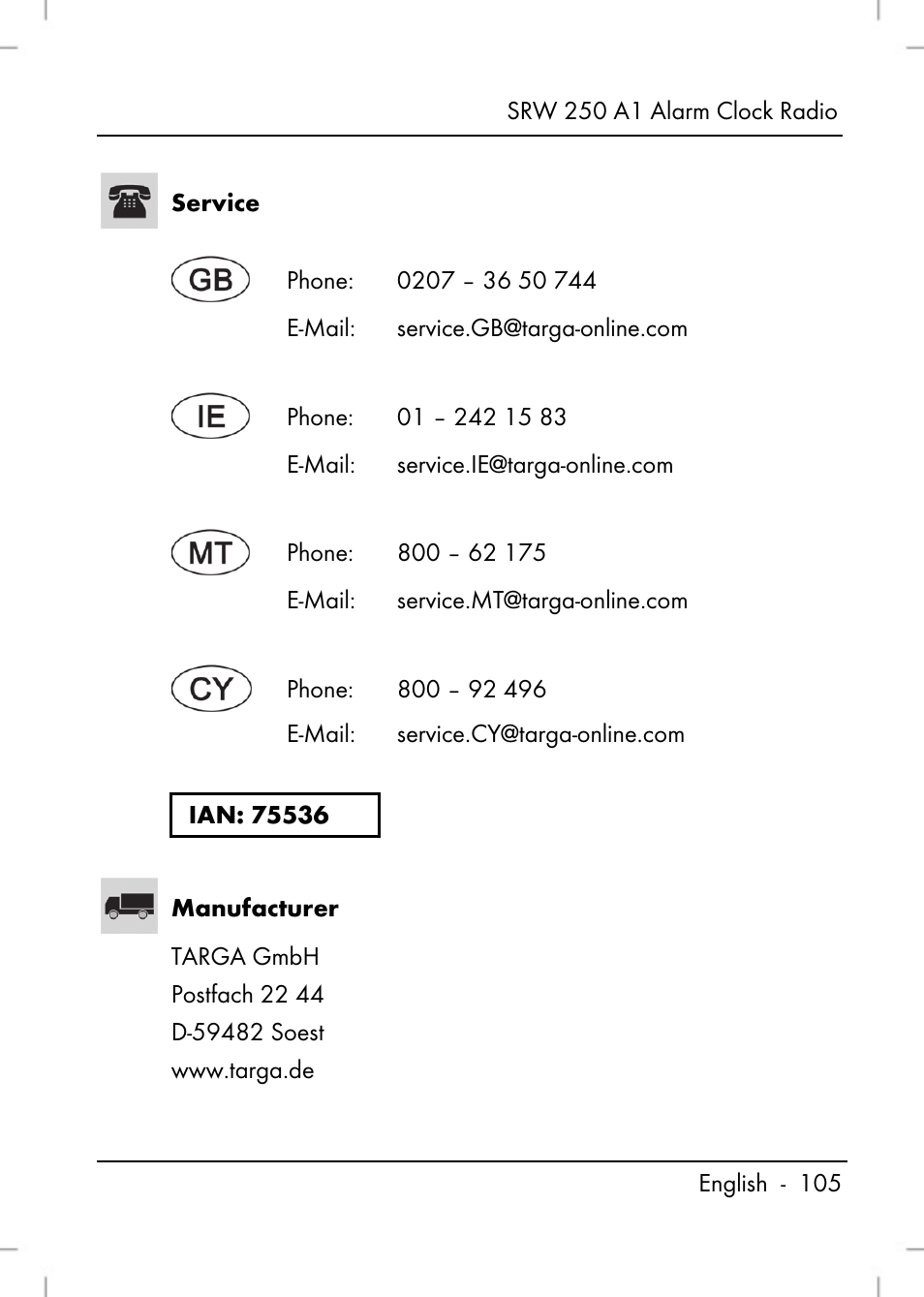 Silvercrest SRW 250 A1 User Manual | Page 107 / 108
