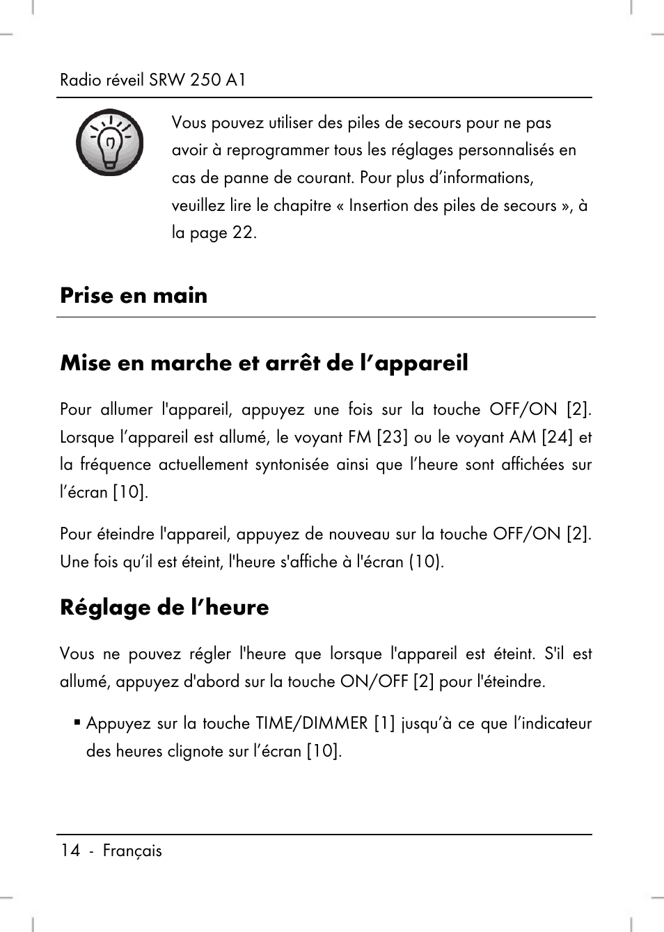 Réglage de l’heure | Silvercrest SRW 250 A1 User Manual | Page 16 / 108