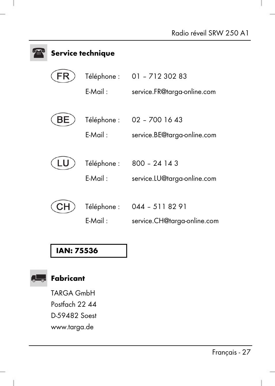 Silvercrest SRW 250 A1 User Manual | Page 29 / 108