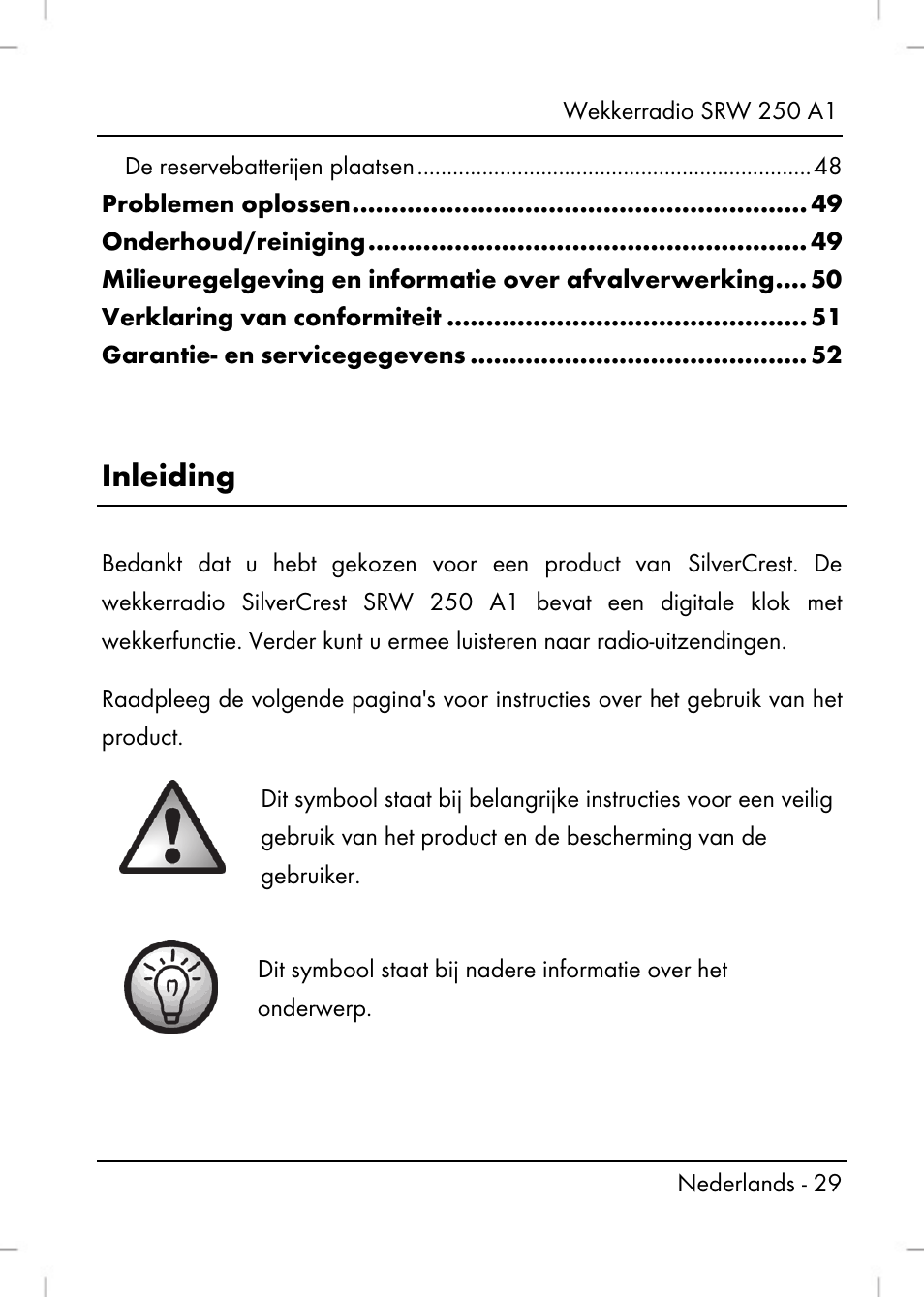 Inleiding | Silvercrest SRW 250 A1 User Manual | Page 31 / 108