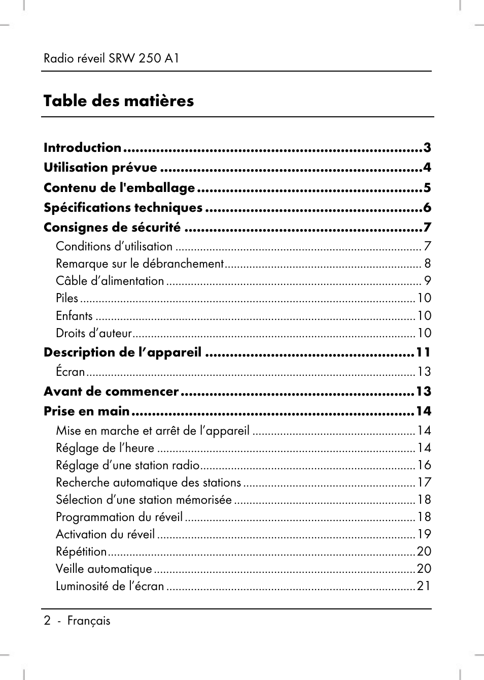 Silvercrest SRW 250 A1 User Manual | Page 4 / 108