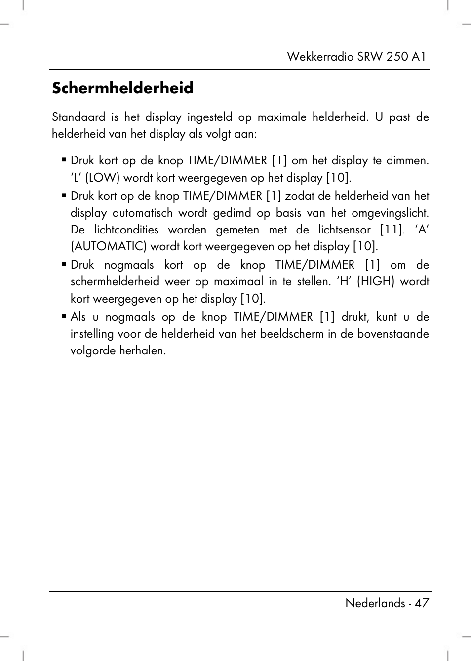 Schermhelderheid | Silvercrest SRW 250 A1 User Manual | Page 49 / 108
