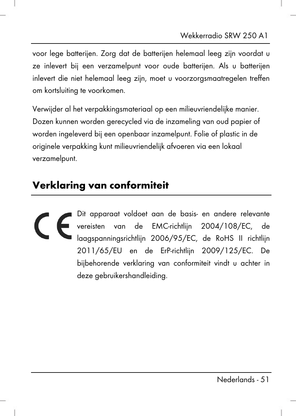 Verklaring van conformiteit | Silvercrest SRW 250 A1 User Manual | Page 53 / 108